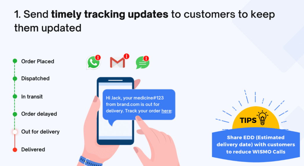 1. Send timely tracking updates to customers to keep them updated