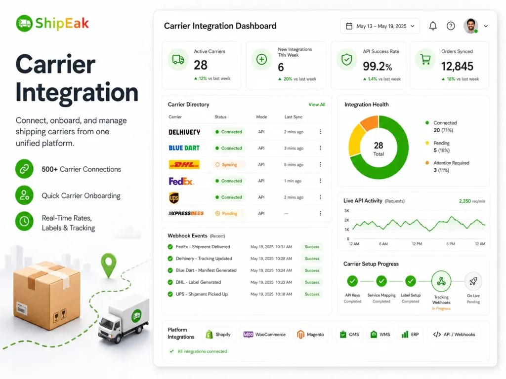 Carrier Integration Dashboard